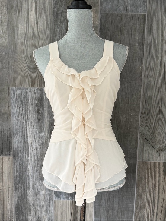 Iris Setlakwe Tops - Iris Setlawke Ivory Chiffon Ruffle Blouse